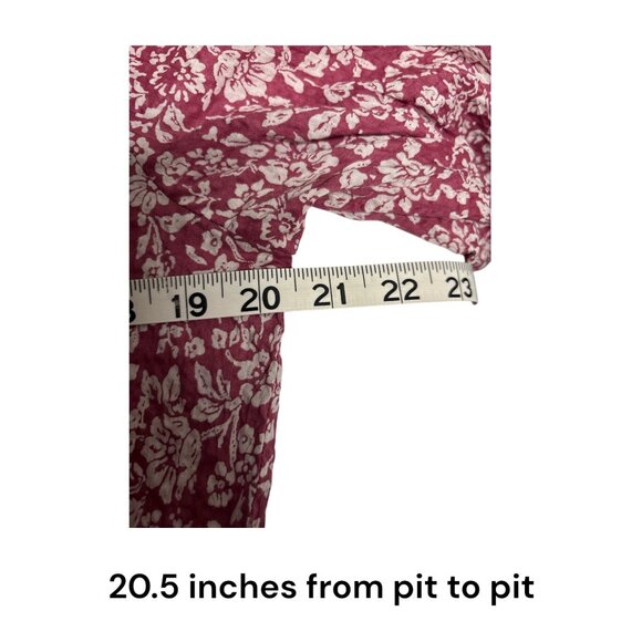 Cottage Core Hatch Red & White Floral Print Dress 3/4 Sleeve V-Neck - Picture 7 of 8